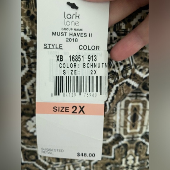 Lark Lane Top Women's Size 2X Multicolor Blouse - Picture 4 of 8